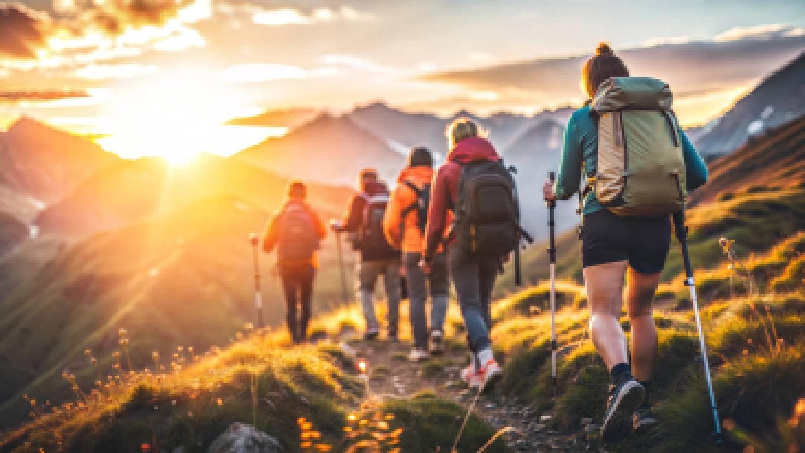 group of people trekking
