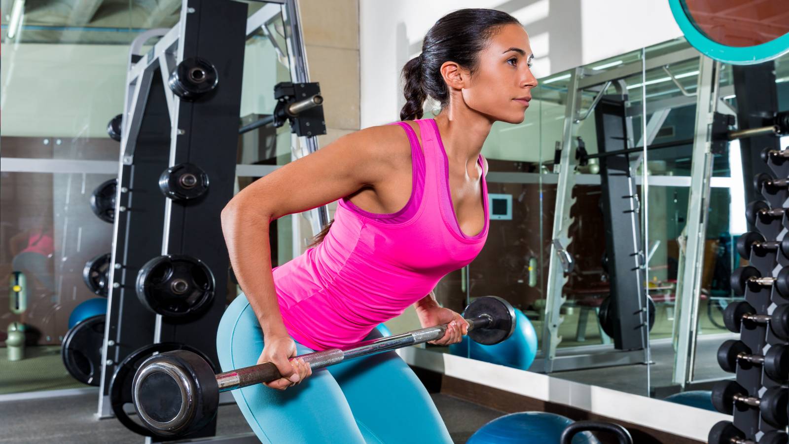 Bent over barbell row